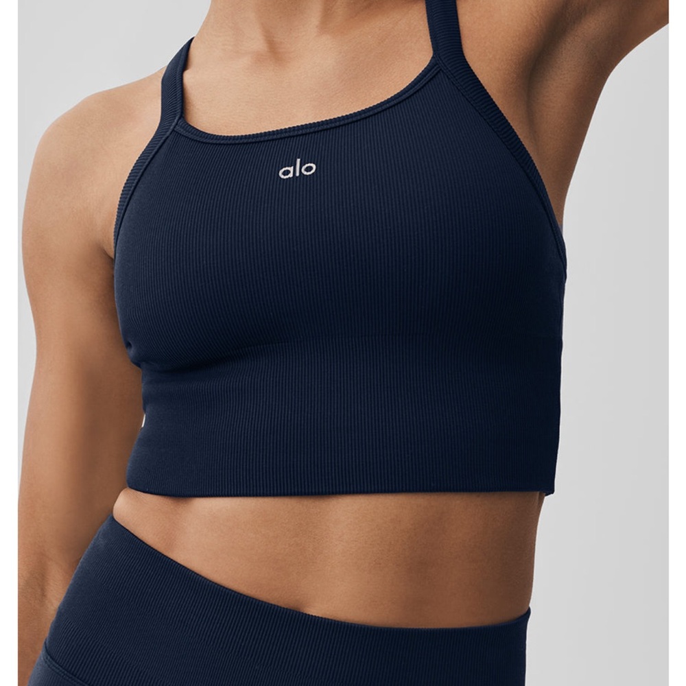 ALO Yoga Navy Ribbed Favorite Bra Tank